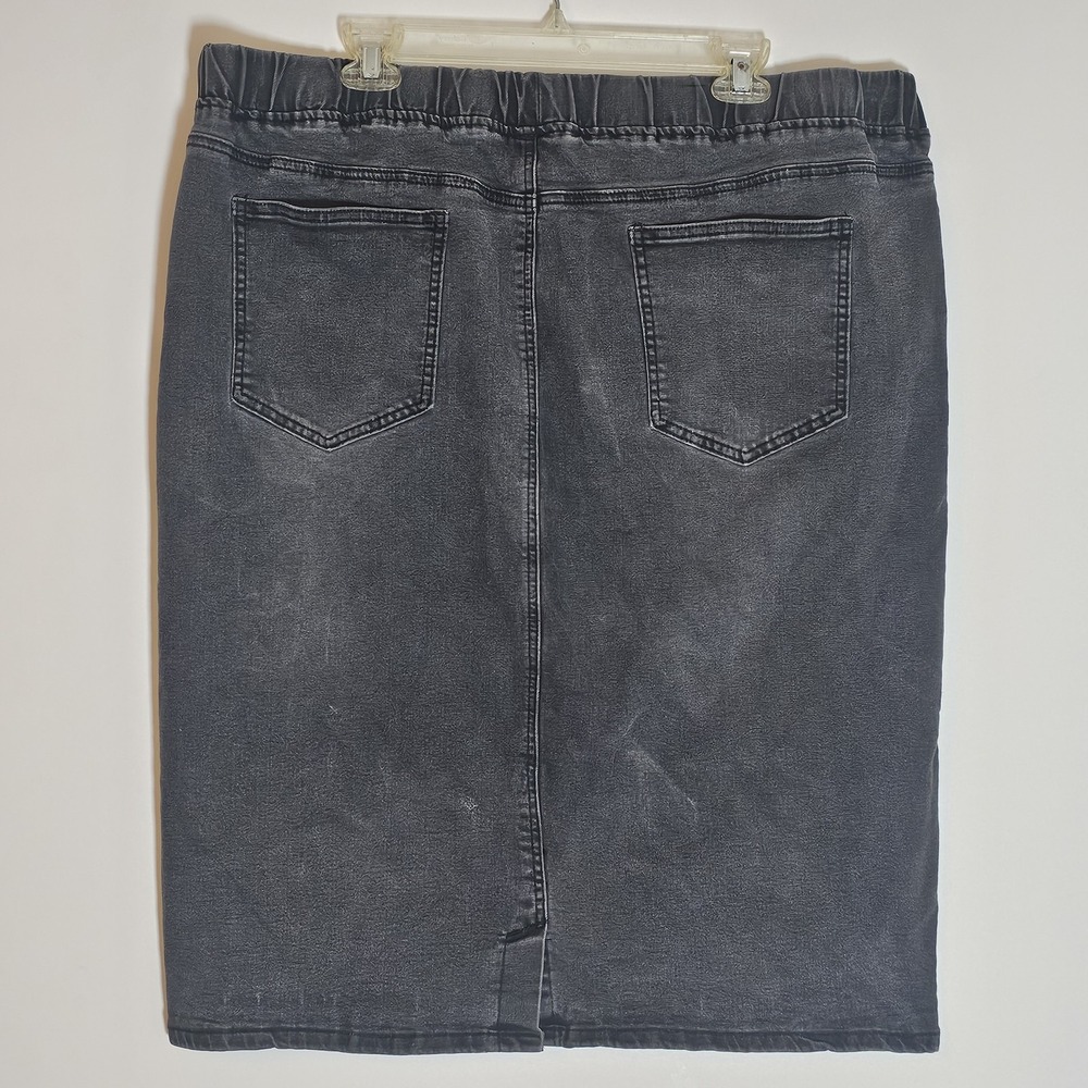 Shein Curve Skirt Womens 4XL Black Gray Denim Look Drawstring Casual Pockets - Picture 6 of 13